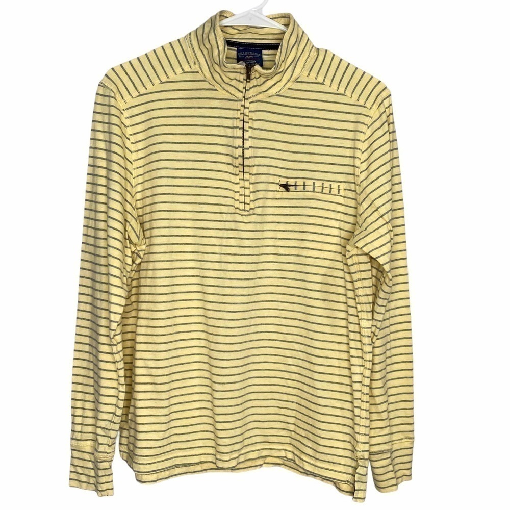 BILLS KHAKIS Yellow Striped Quarter Zip Pullover Medium